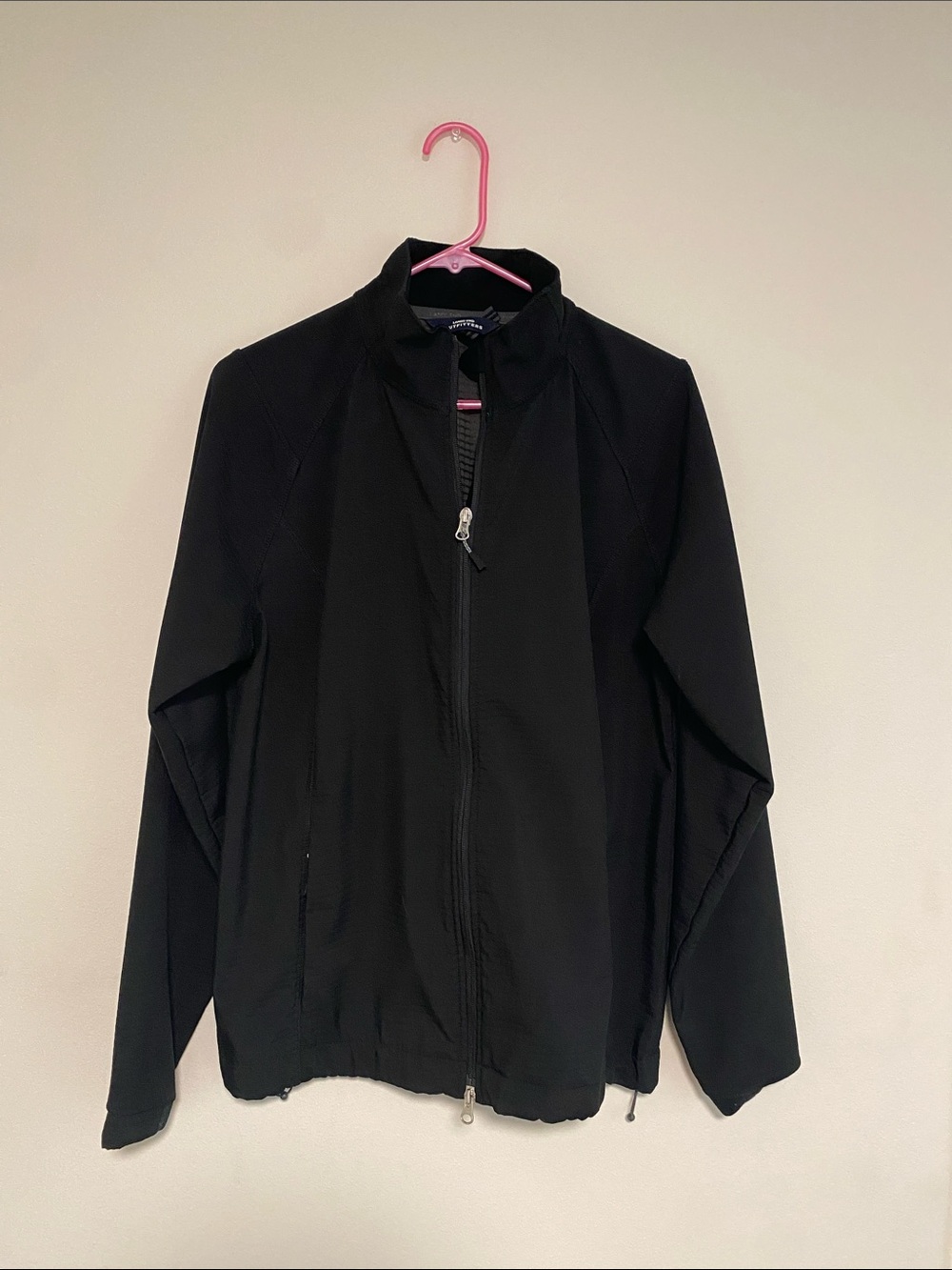 Lands' End Black Textured Zip Jacket